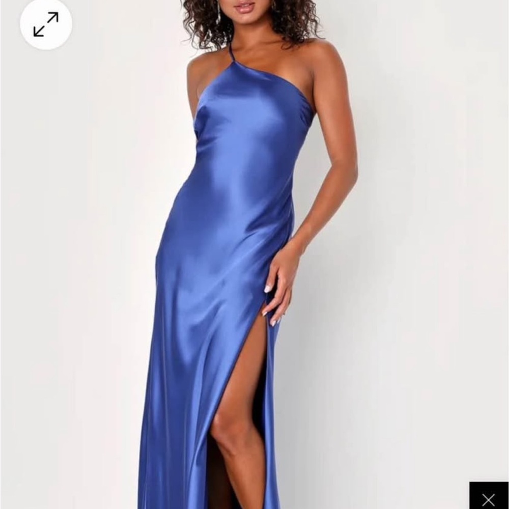 Elegant Blue One-Shoulder Dress
